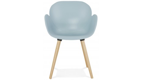 Fauteuil scandinave bleu pied bois - TULIP