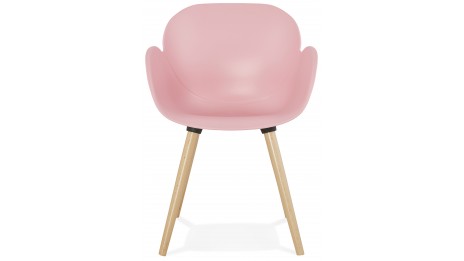 Fauteuil scandinave rose pied bois - TULIP