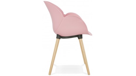 Fauteuil scandinave rose pied bois - TULIP