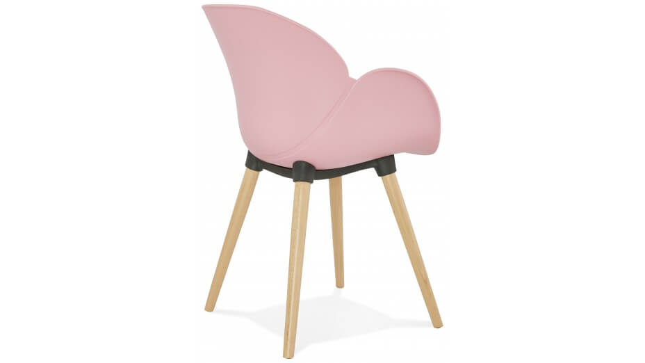 Fauteuil scandinave rose pied bois - TULIP