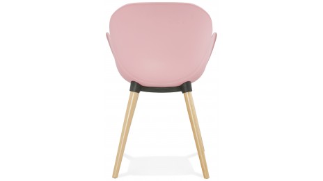 Fauteuil scandinave rose pied bois - TULIP