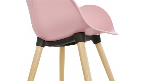 Fauteuil scandinave rose pied bois - TULIP