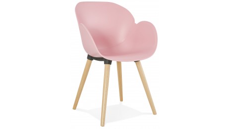 Fauteuil scandinave rose pied bois - TULIP