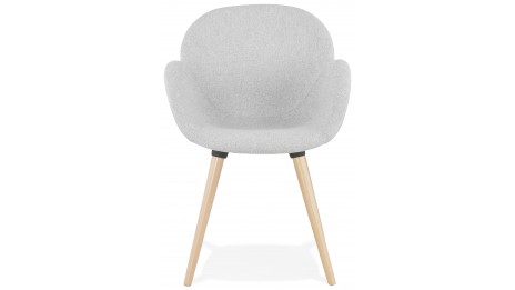 Fauteuil scandinave Tissu gris clair pied bois - TULIP