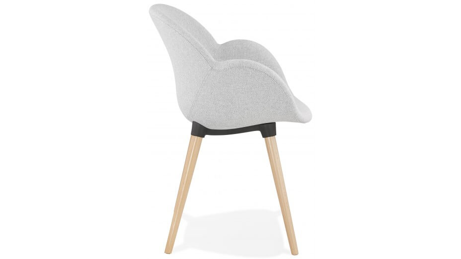 Fauteuil scandinave Tissu gris clair pied bois - TULIP