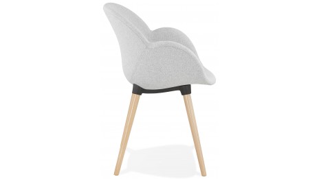 Fauteuil scandinave Tissu gris clair pied bois - TULIP