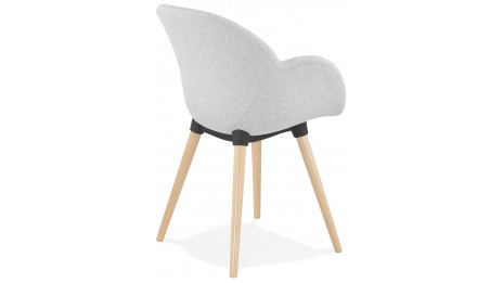 Fauteuil scandinave Tissu gris clair pied bois - TULIP
