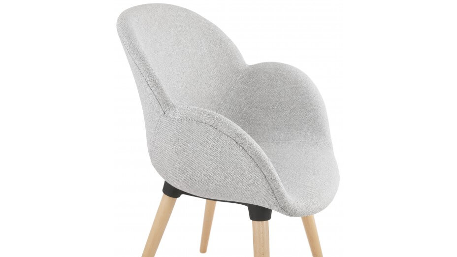 Fauteuil scandinave Tissu gris clair pied bois - TULIP
