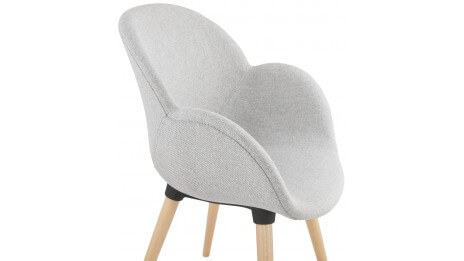 Fauteuil scandinave Tissu gris clair pied bois - TULIP