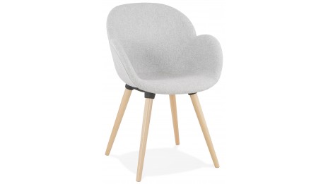 Fauteuil scandinave Tissu gris clair pied bois - TULIP