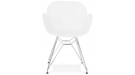 Fauteuil scandinave blanc pied métal chromé - CANA
