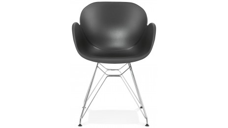 Fauteuil scandinave noir pied métal chromé - CANA