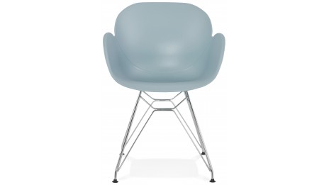 Fauteuil scandinave bleu pied métal chromé - CANA