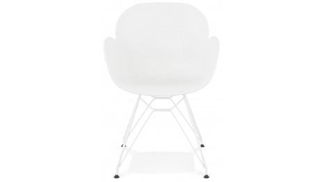 Fauteuil scandinave blanc pied métal blanc - CANA