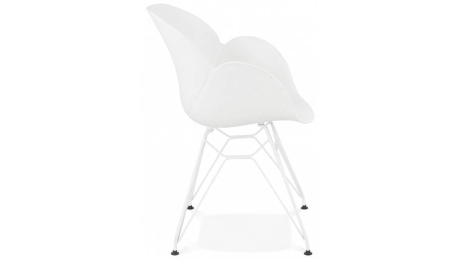 Fauteuil scandinave blanc pied métal blanc - CANA