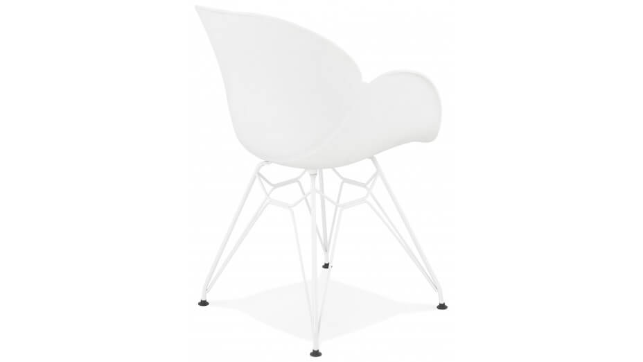 Fauteuil scandinave blanc pied métal blanc - CANA
