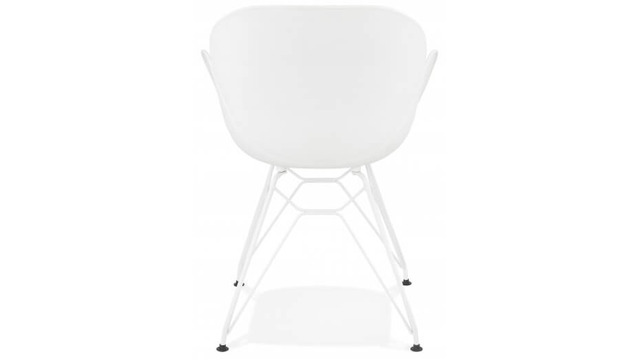 Fauteuil scandinave blanc pied métal blanc - CANA