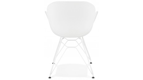 Fauteuil scandinave blanc pied métal blanc - CANA