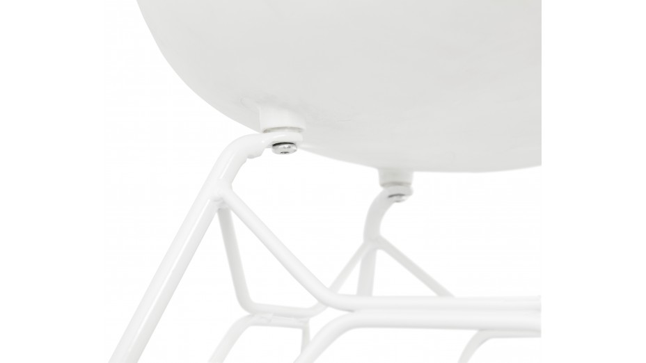 Fauteuil scandinave blanc pied métal blanc - CANA
