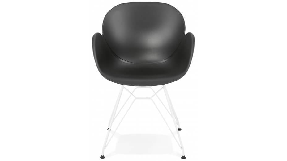 Fauteuil scandinave noir pied métal blanc - CANA Fauteuil scandinave noir pied métal blanc - CANA