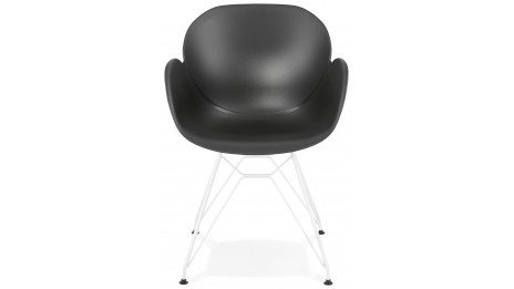 Fauteuil scandinave noir pied métal blanc - CANA