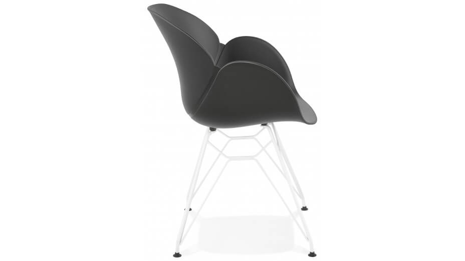 Fauteuil scandinave noir pied métal blanc - CANA