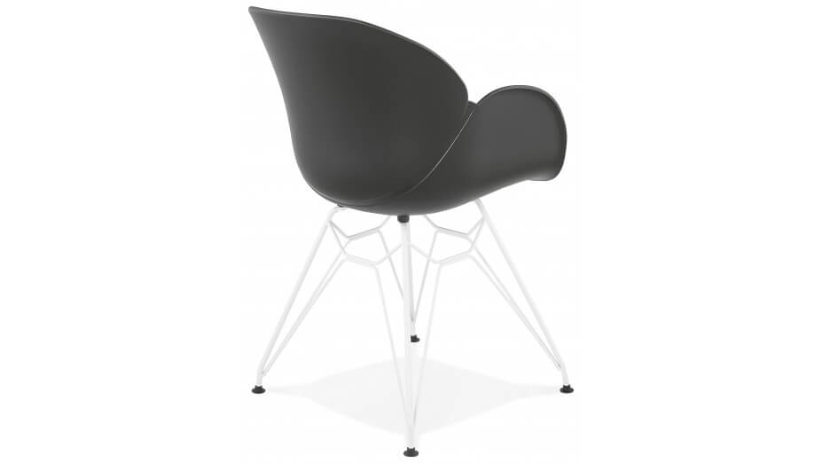 Fauteuil scandinave noir pied métal blanc - CANA