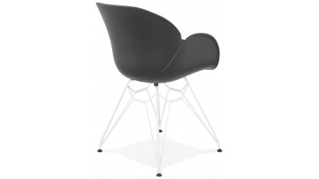 Fauteuil scandinave noir pied métal blanc - CANA