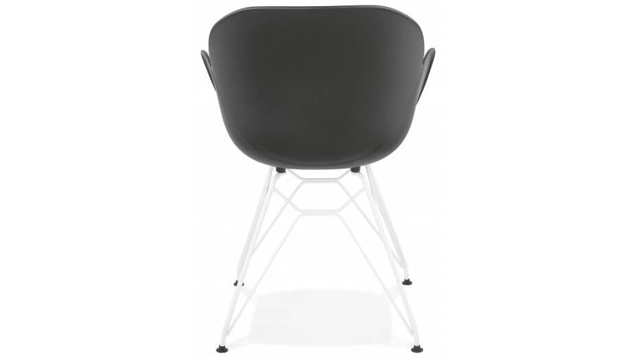 Fauteuil scandinave noir pied métal blanc - CANA