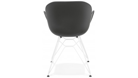 Fauteuil scandinave noir pied métal blanc - CANA