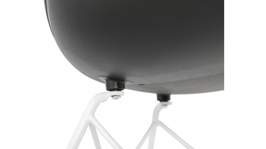 Fauteuil scandinave noir pied métal blanc - CANA