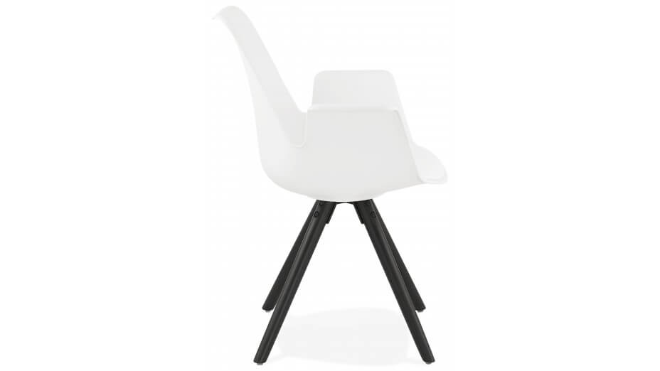 Fauteuil moderne Blanc pieds noir - LEON