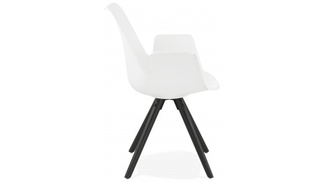 Fauteuil moderne Blanc pieds noir - LEON