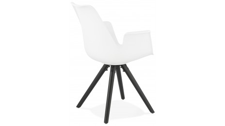 Fauteuil moderne Blanc pieds noir - LEON