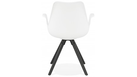 Fauteuil moderne Blanc pieds noir - LEON