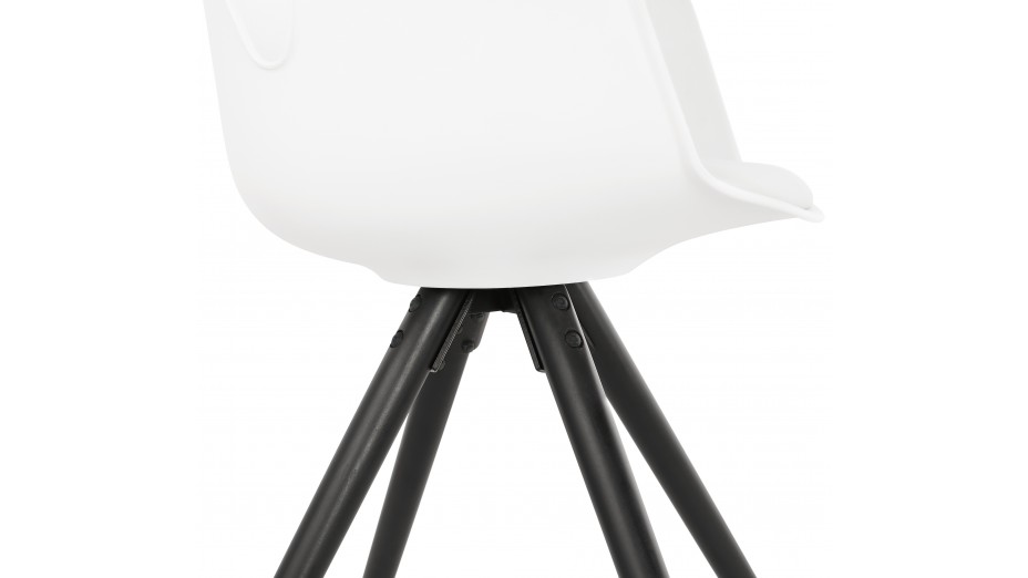 Fauteuil moderne Blanc pieds noir - LEON