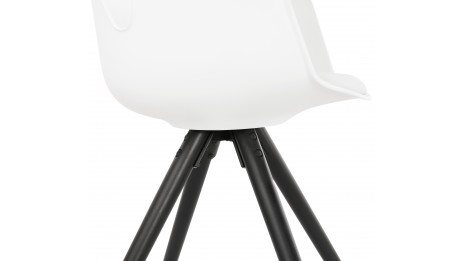 Fauteuil moderne Blanc pieds noir - LEON