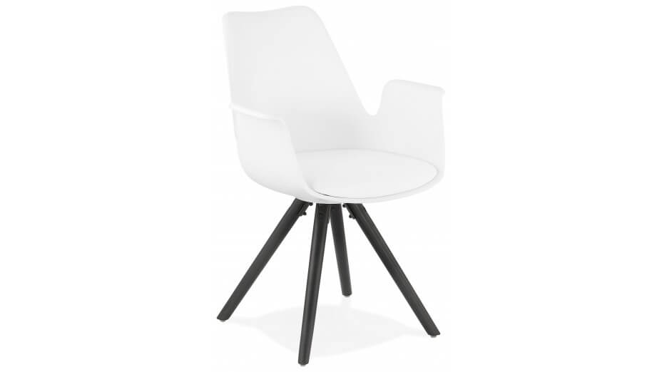 Fauteuil moderne Blanc pieds noir - LEON Fauteuil moderne Blanc pieds noir - LEON