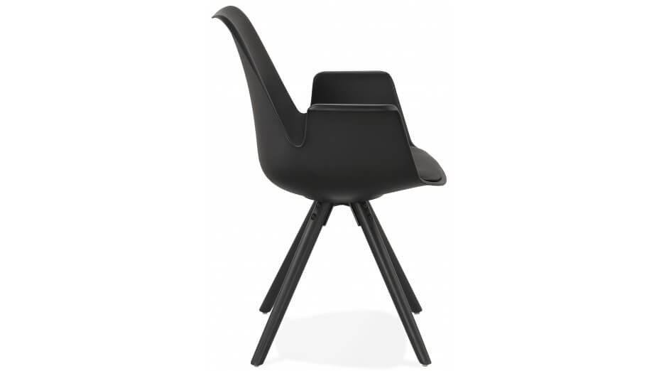 Fauteuil moderne Noir pieds noir - LEON
