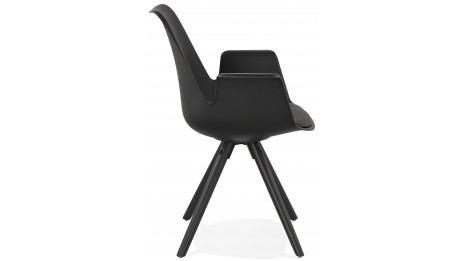 Fauteuil moderne Noir pieds noir - LEON