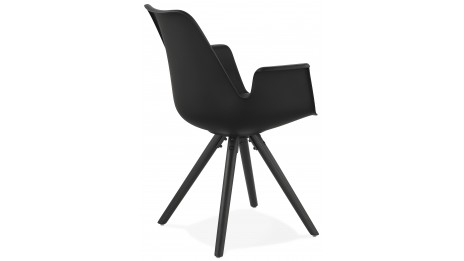 Fauteuil moderne Noir pieds noir - LEON
