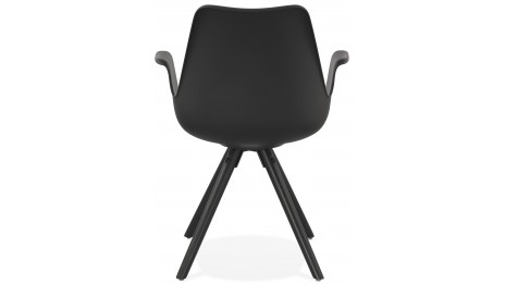 Fauteuil moderne Noir pieds noir - LEON