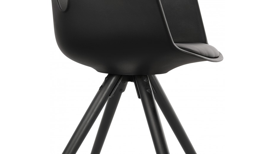 Fauteuil moderne Noir pieds noir - LEON