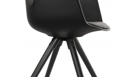 Fauteuil moderne Noir pieds noir - LEON