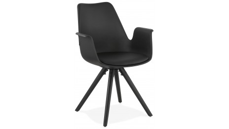 Fauteuil moderne Noir pieds noir - LEON