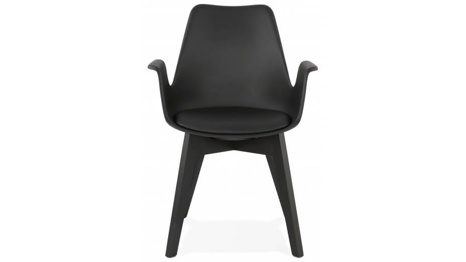 Fauteuil moderne Noir pieds noir - LEONI