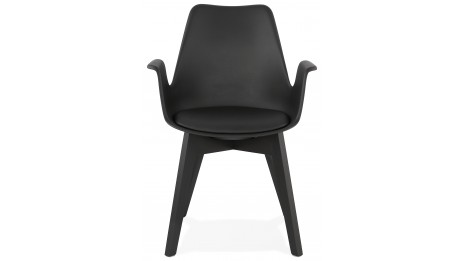 Fauteuil moderne Noir pieds noir - LEONI