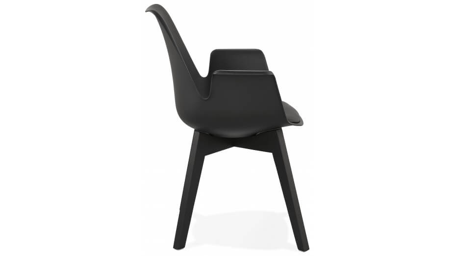 Fauteuil moderne Noir pieds noir - LEONI