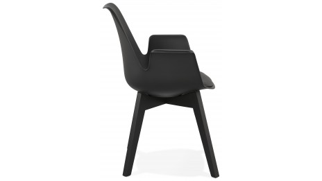 Fauteuil moderne Noir pieds noir - LEONI