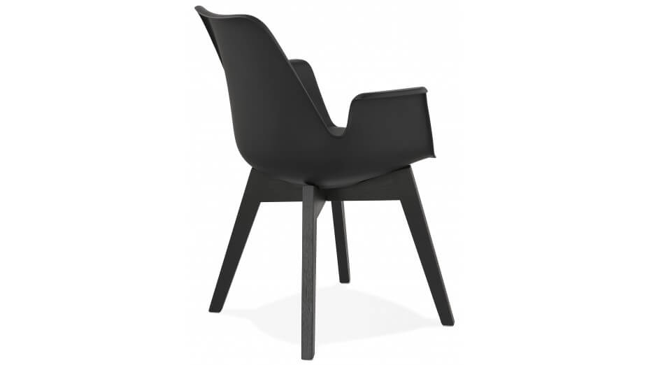 Fauteuil moderne Noir pieds noir - LEONI